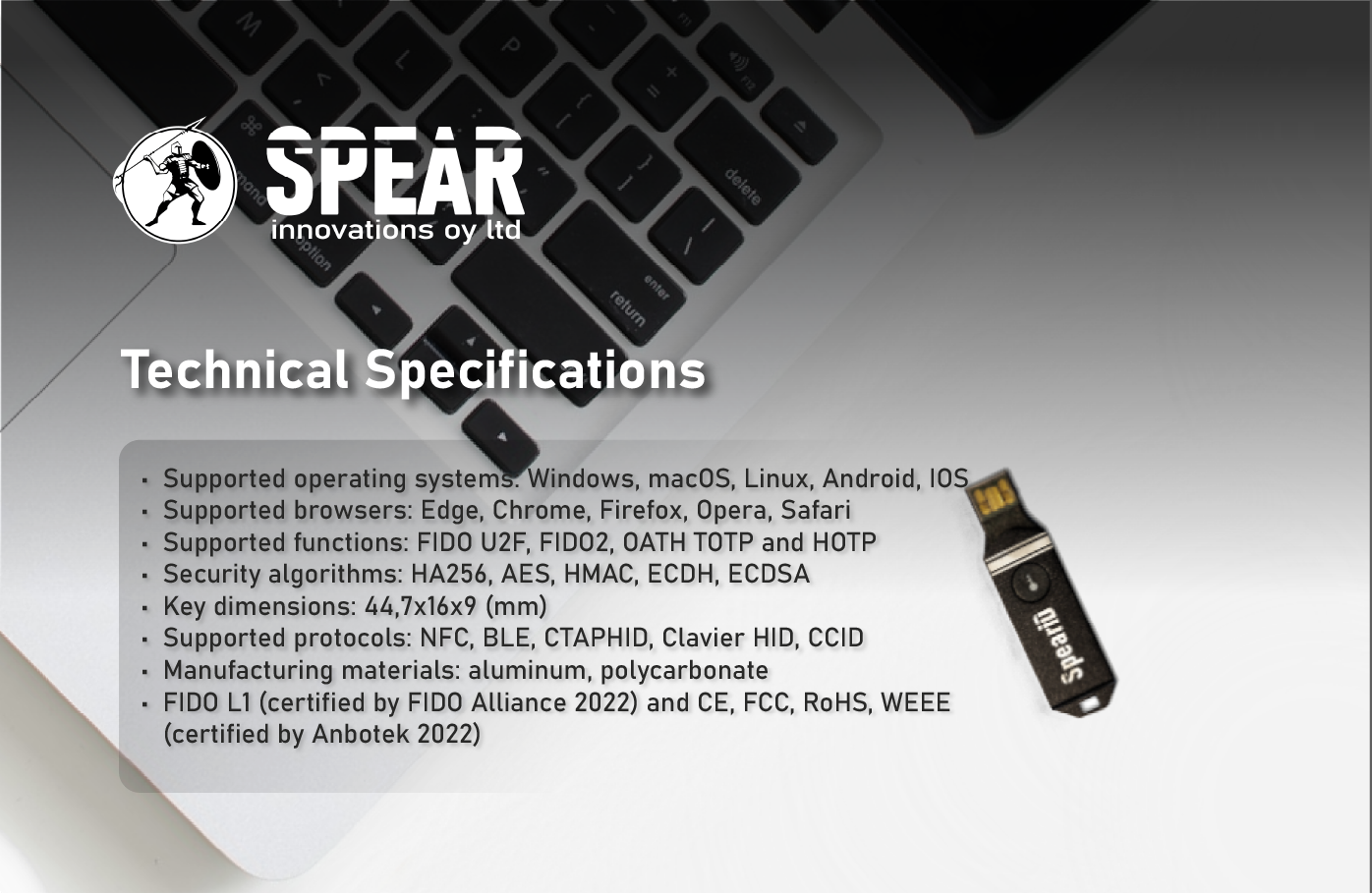 SpearID FIDO2 Pro (USB-A, NFC, BLE)